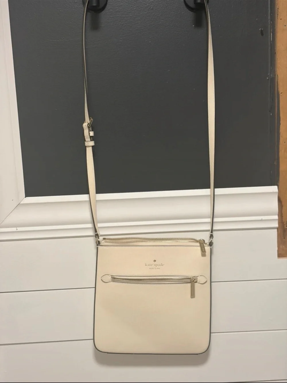 kate spade Cream Saffiano Crossbody with Gold Hardware